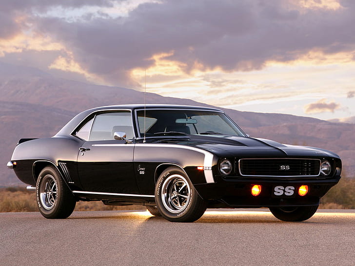 1969 Camaro Ss, Cars, Country Road, Mountain, black ss coupe, HD wallpaper