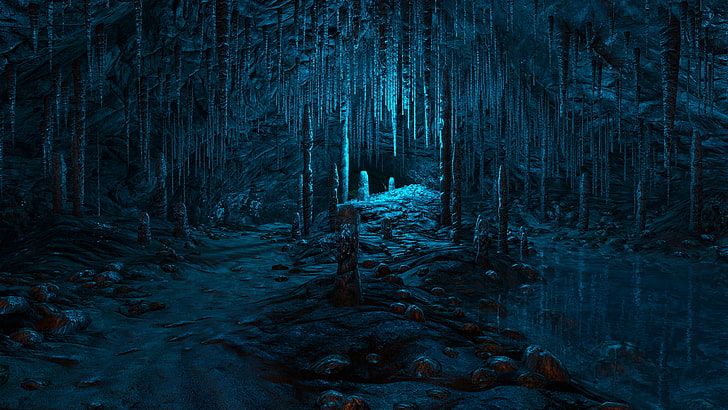 blue, cavern, caves, dear, detailpsychedelic, esther, fantasy, HD wallpaper