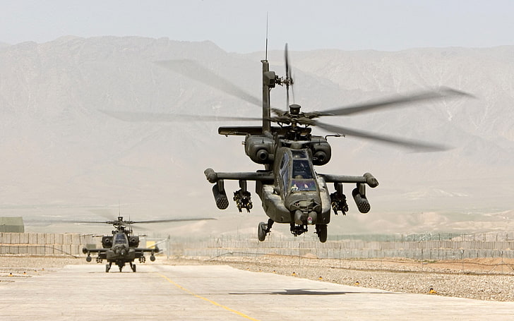 Boeing AH-64 Apache, helicopters, military aircraft, desert, HD wallpaper
