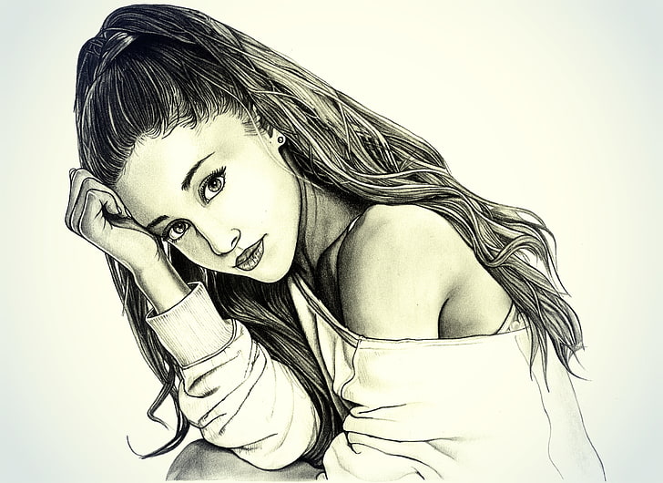 HD wallpaper: Ariana Grande sketch, figure, portrait, pencil, women,  beautiful | Wallpaper Flare