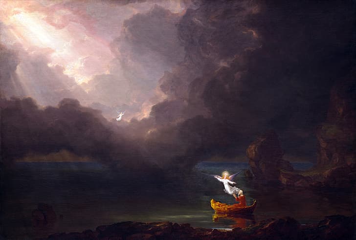 Thomas Cole, The Voyage of Life, painting, classic art, The Voyage of Life: Old Age, HD wallpaper