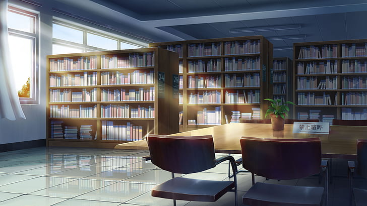 Anime, Original, Book, Chair, Library
