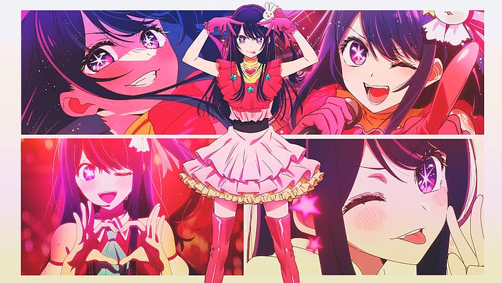 DinocoZero, collage, Ai Hoshino, Oshi no Ko, anime girls