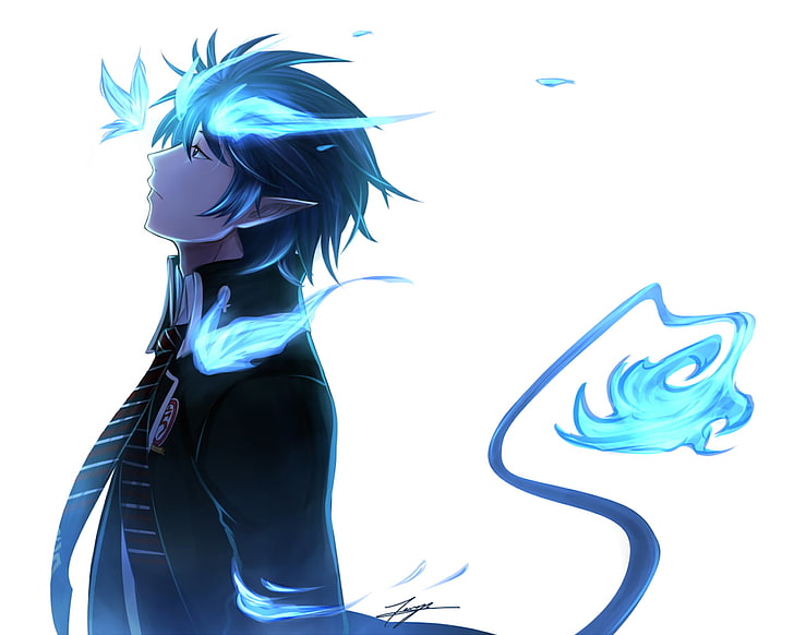 HD wallpaper: male anime character, white background, men, Blue Exorcist,  black hair | Wallpaper Flare