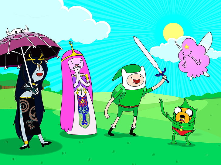 Adventure Time Finn, Jake, Marceline, and Princess Bubblegum, HD wallpaper