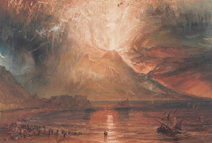 sea, landscape, picture, the volcano, William Turner, The Eruption Of Mount Vesuvius