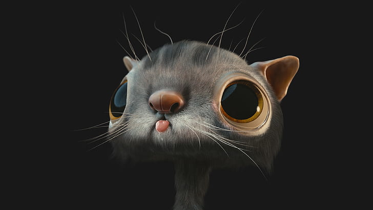 HD wallpaper: cat, whiskers, 3d, big eyes, cartoon, cute | Wallpaper Flare