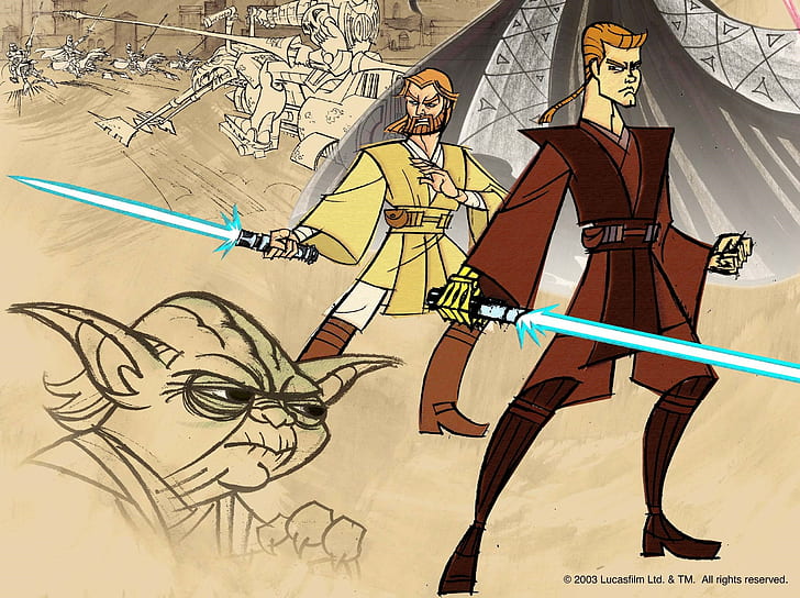 Star Wars, Star Wars: The Clone Wars, Anakin Skywalker, Obi-Wan Kenobi, HD wallpaper