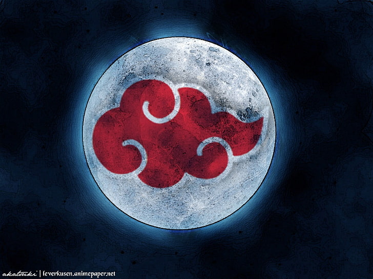 Akatsuki logo, anime, Naruto Shippuuden, red, close-up, shape, HD wallpaper