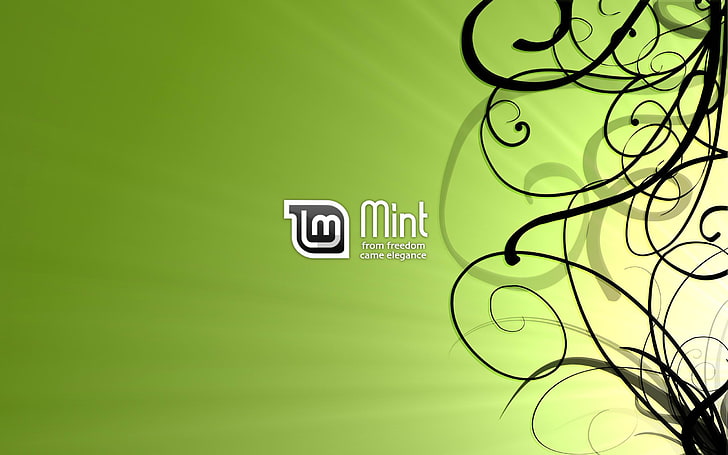 white and black Mint logo, Linux, GNU, Linux Mint, green color, HD wallpaper