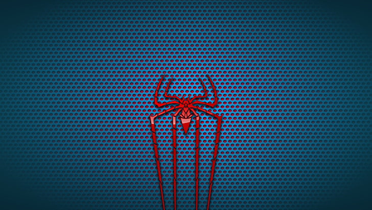 Spider-Man logo, movies, red, no people, blue, indoors, close-up, HD wallpaper