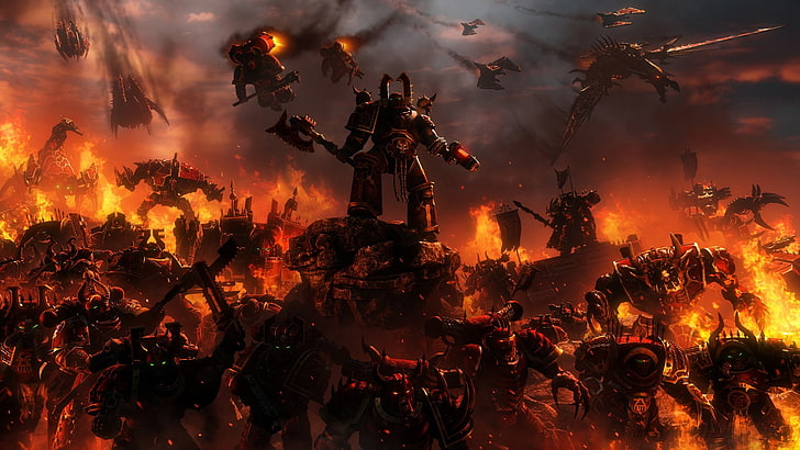 Warhammer, Warhammer 40K, Armor, Fire, Space Marine, Warrior, HD wallpaper
