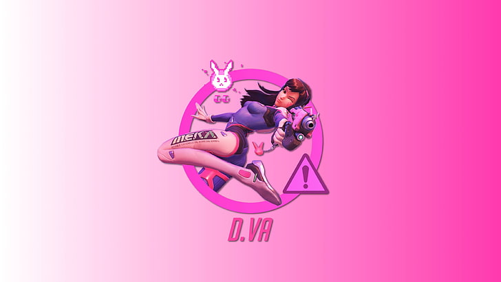 dva overwatch, games, artwork, hd, full length, pink color