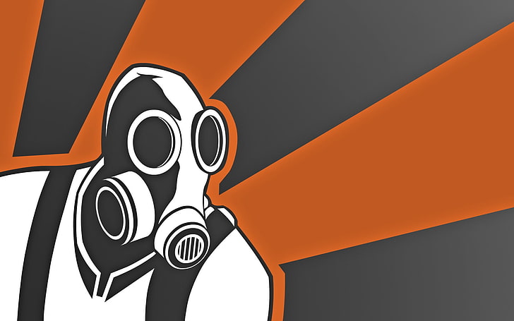 black and white mask illustration, Team Fortress 2, humor, Pyro (character), HD wallpaper