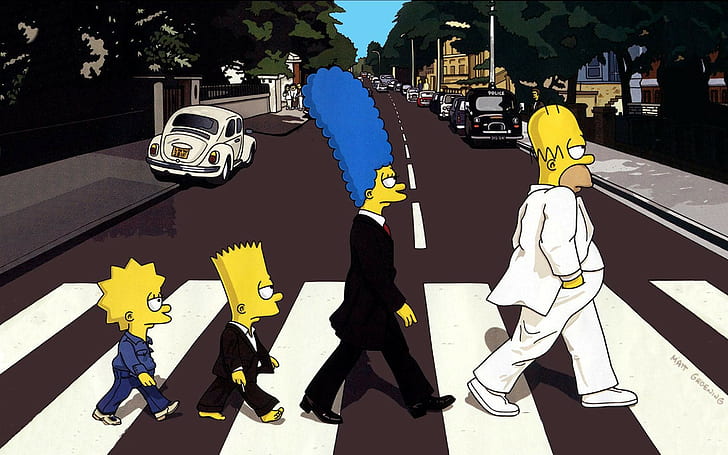 The Simpsons, Homer Simpson, Cartoons, Marge Simpson, Bart Simpson, Lisa Simpson, Abbey Road