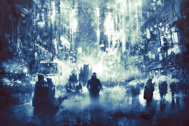 Blade Runner 2049 Art, group of people, city, real people, motion, HD wallpaper