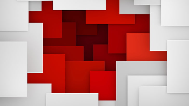 geometry, digital art, material design, 3d, red, architecture, HD wallpaper