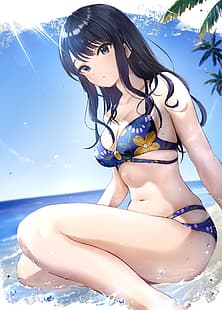 Anime girl in a bikini at the beach on Craiyon-demhanvico.com.vn