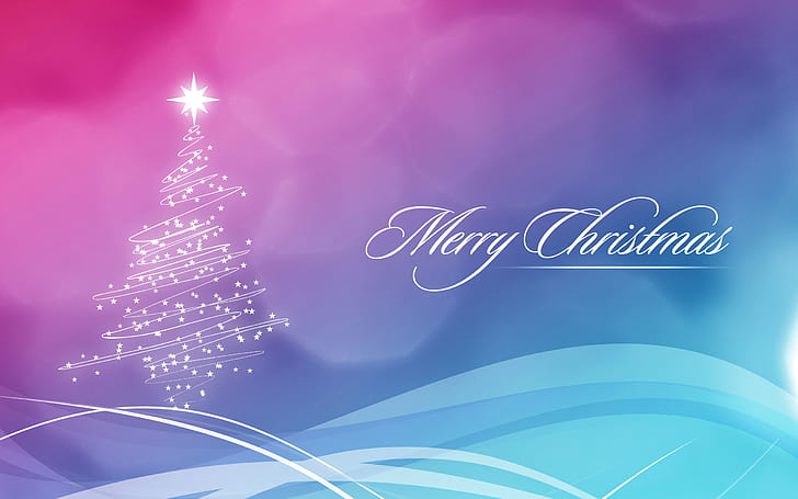 Colourful Merry Christmas, xmas, fir, tree, HD wallpaper