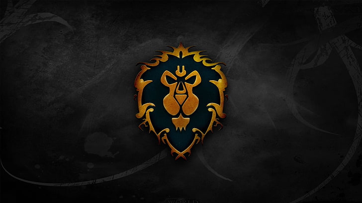 gold and black logo wallpaper, World of Warcraft, Alliance, video games, HD wallpaper