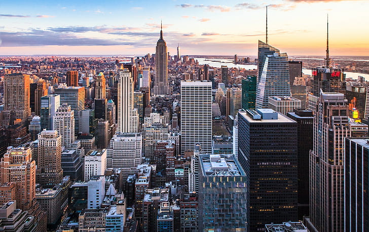 New York city sunset HD, new york city, Best s, architecture, HD wallpaper