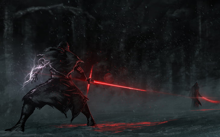 man with red sword digital wallpaper, Star Wars, Star Wars: The Force Awakens