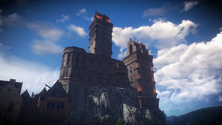 brown castle, The Witcher 3: Wild Hunt, video games, architecture