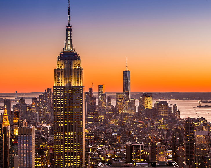 New York City Aerial View, Chrysler building, United States, Sunset