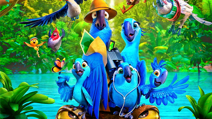 birds, blue, cartoon, movie, rio 2