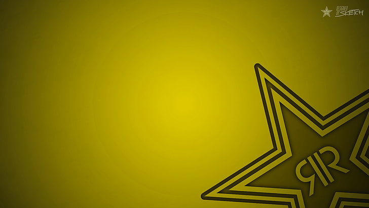 Rockstar (drink), minimalism, energy drinks, yellow background, HD wallpaper