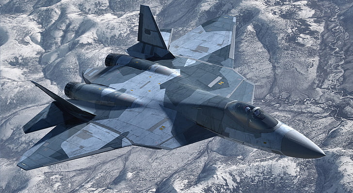 gray fighter jet, The sky, T-50, Pak FA, military, air Vehicle