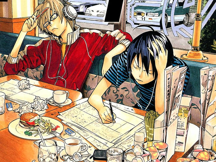 Bakuman, anime boys, Moritaka Mashiro, Takagi Akito, HD wallpaper