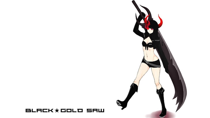 Black Rock Shooter (series), simple background, Black Gold Saw, HD wallpaper