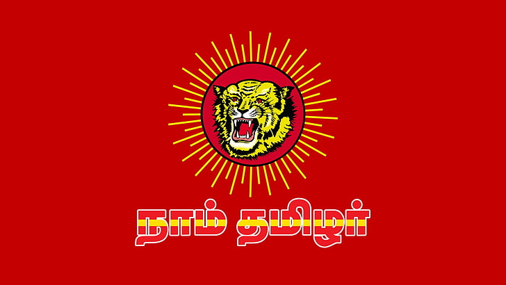 Flag, Naam Tamilar, NTK, Tamil nadu, Tiger, HD wallpaper