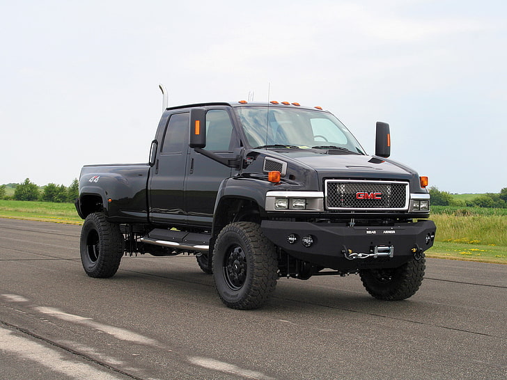 black GMC extra cab pickup truck, ironhide, TopKick, car, land Vehicle, HD wallpaper