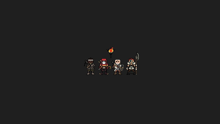 four characters wallpaper, Darkest Dungeon, video games, pixel art