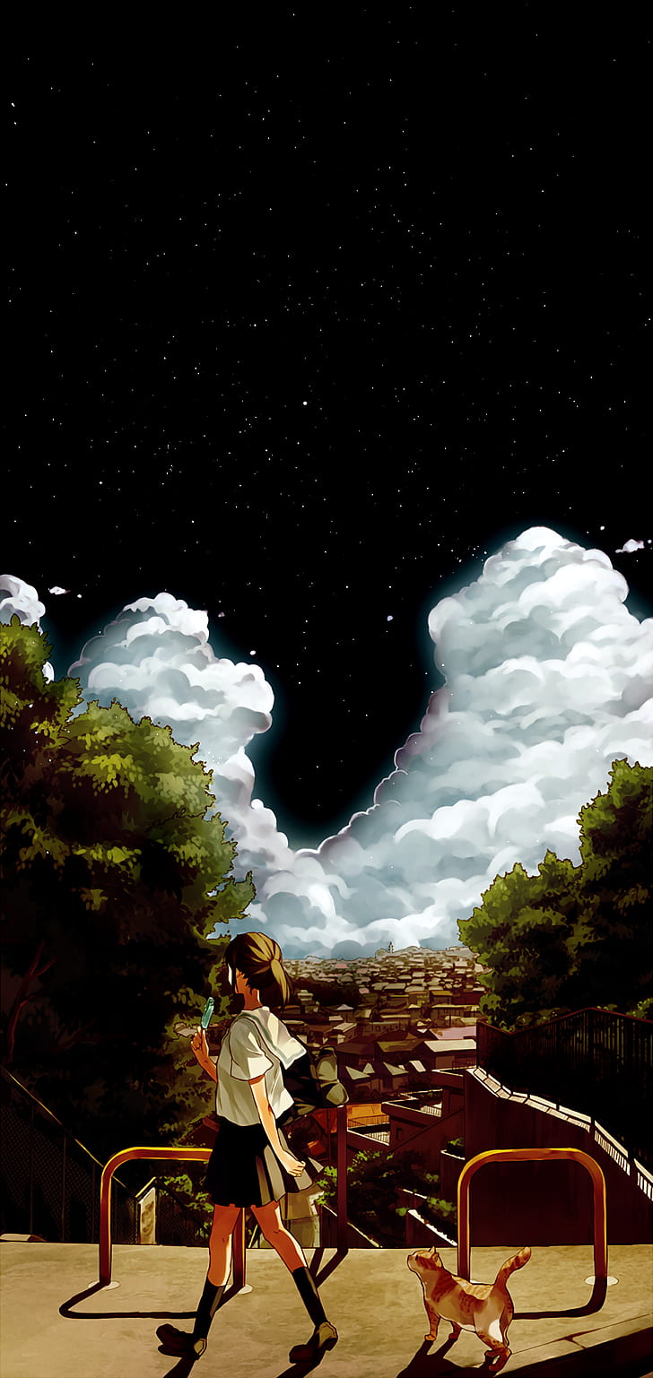 HD wallpaper: anime, amoled, dark, clouds | Wallpaper Flare