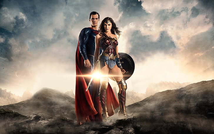Henry Cavill as Superman and Gal Gadot as Wonder Woman wallpaper