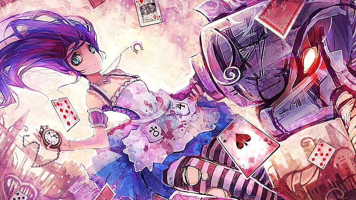 purple-hair anime character female illustration, Alice: Madness Returns