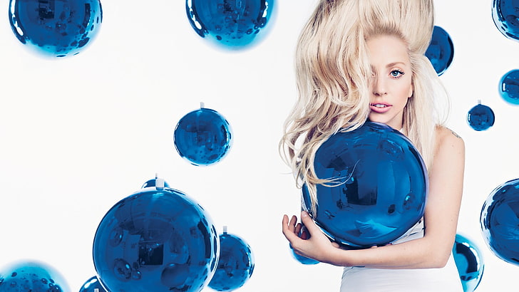 Lady Gaga, hair, blue, blond hair, women, child, portrait, happiness, HD wallpaper