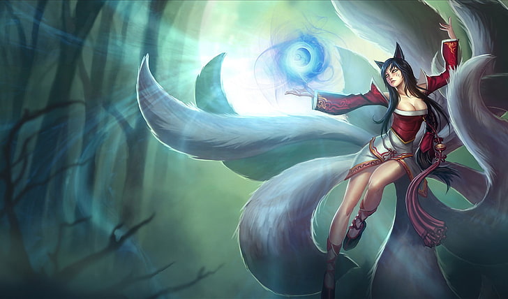 Ahri wallpaper, League of Legends, young adult, young women, one person, HD wallpaper