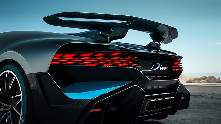 Bugatti Divo, LED tail lights, Rear view, 2019, 4K