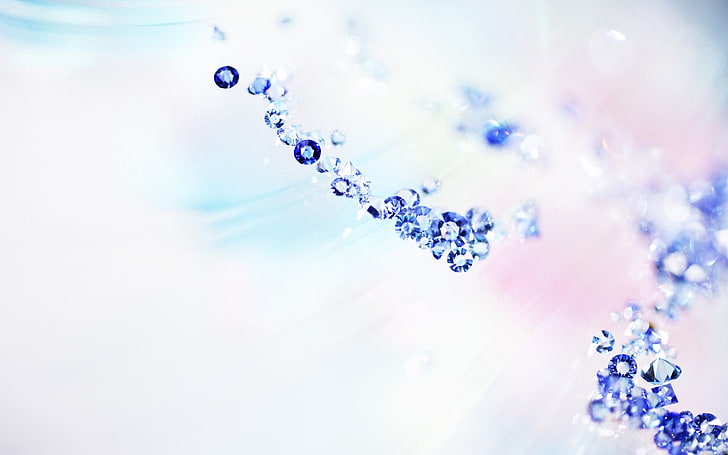 diamonds, fakes, white, blue, nature, selective focus, close-up, HD wallpaper