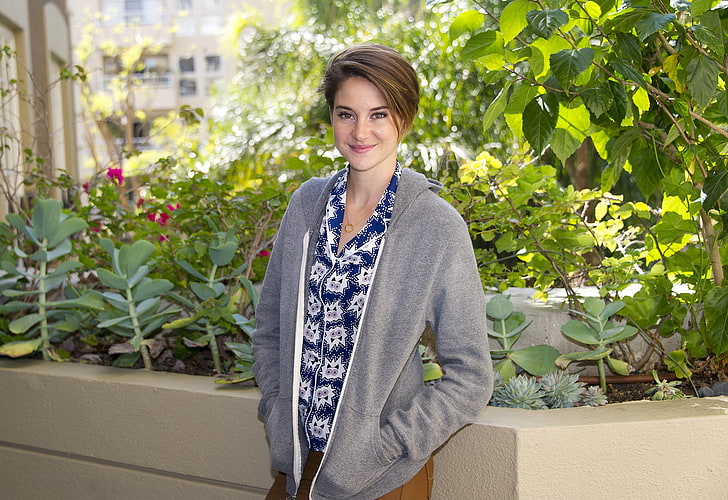 men's gray jacket, photoshoot, Shailene Woodley, The Fault in Our Stars, HD wallpaper