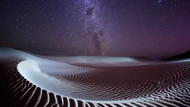 desert under Milky Way galaxy, night, stars, nature, star - space, HD wallpaper