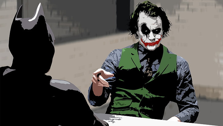 Batman and Joker illustration, The Dark Knight, MessenjahMatt