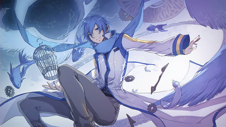 Anime, Vocaloid, Kaito (Vocaloid), blue, no people, purple, HD wallpaper