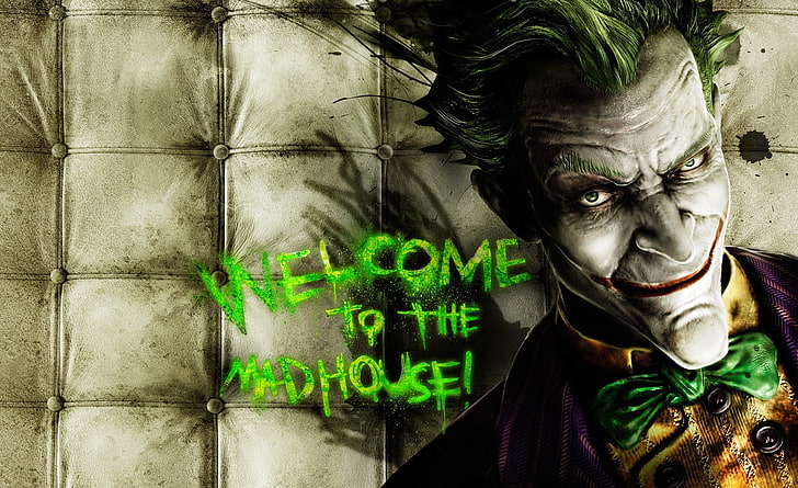 Joker, Welcome to the Madhouse wallpaper, Games, Batman, green color, HD wallpaper