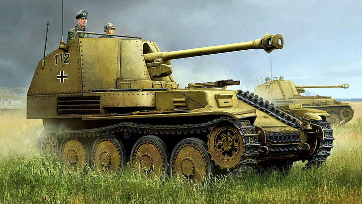 tank fighter, self-propelled artillery, during the Second world war, HD wallpaper