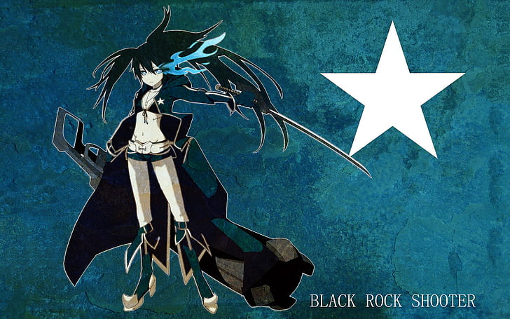 anime girls, Black Rock Shooter (series), simple background